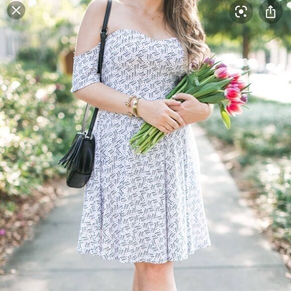 Nwt Leith Off The Shoulder Fit & Flare Dress sweetheart neckline Spring Size S - Picture 2 of 9